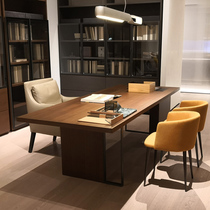 意式烟熏木色简约办公桌设计师款轻奢书桌书房桌写字台总裁老板桌