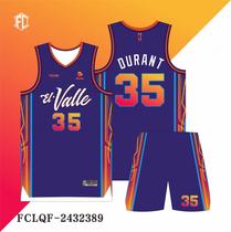 新2024NBA太阳队同款篮球服套转数码印定制布克杜兰特美式球衣男