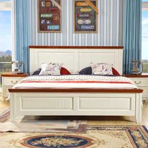 新款地中海风格全实木主卧大床高箱1.5米双人家具美式储物1.8米柏