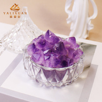 天然紫水晶晶簇原石矿石标本摆件碎石消磁石头香薰扩香石宝石镶嵌