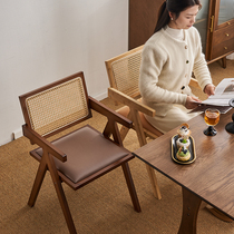 昌迪加尔椅家用非塑料藤编餐椅小户型侘寂风实木餐厅餐桌靠背椅子