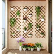 墙上花架阳台壁挂绿植置物架客厅挂墙装饰网格花架实木挂式花墙架
