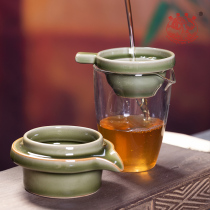 龙泉青瓷茶漏茶滤家用复古茶叶滤网隔陶瓷创意茶水过滤器茶具配件