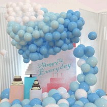 马卡龙蓝色气球儿童无毒百日宴周岁生日幼儿园布置场景装饰汽球