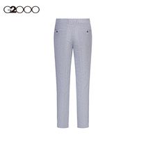G2000男装 商场同款 夏季新款经典时尚蓝色竖条纹简约西裤男