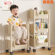 儿童玩具收纳置物架落地多层零食储存架家用可移动简易书架小推车