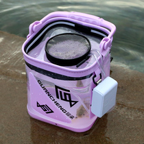 路亚溪流专用折叠透明钓鱼桶便携活鱼桶一体成型打水桶鱼桶小鱼桶