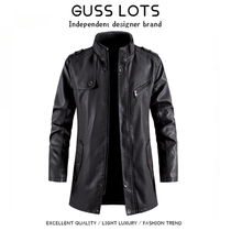 Gusslots motorman-1机车男系列 皮衣夹克中长款立领皮衣加绒皮衣