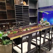 流水茶台新中式茶桌养鱼循环生态景观创意仿古实木功夫茶桌椅组合