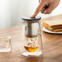 小鸟壶磁吸双层玻璃飘逸杯茶具按压式茶杯泡茶壶茶水分离神器