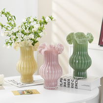 中古芬顿花瓶玻璃插花器法式复古琉璃奶油风水养鲜花客厅插花摆件
