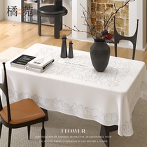 美式桌布防水防油白色长方形餐桌布轻奢高级感布艺茶几布高档台布