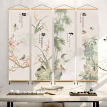 梅兰竹菊新中式挂画布艺装饰画茶室玄关客厅书房间墙画壁画植物画