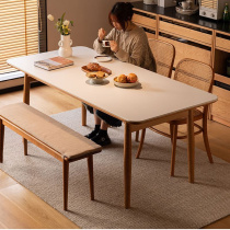 樱桃木橡木岩板桌餐厅成套组合家具小户型简约现代家用长方形实木