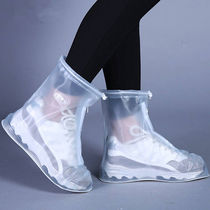 一次性水鞋套雨天高位加厚滑男女款透明隔离靴套耐磨塑料脚套