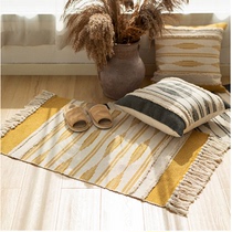 北欧家用彩色混纺编织地毯室内新中式简约卧室地垫茶几加厚床前垫