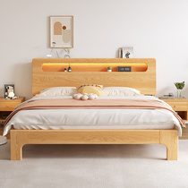 全实木床约家用主卧1.8双人床1.5米橡木床架出租房用单人床