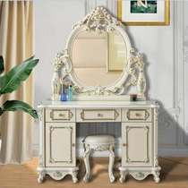 带灯欧式梳妆台卧室新款象牙白小户型迷你化妆台化妆桌实木柜