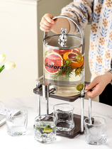 北欧玻璃冷水壶带水龙头水桶套装大容量家用凉水壶水果茶饮料桶缸