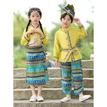 傣族服装儿童女男童舞蹈西双版纳新款少数民族服饰傣服长袖泰国男