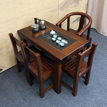 老船木茶桌家用中式套装一体喝茶几阳台小型实木仿古泡茶桌椅组合