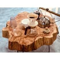 直销根雕原木茶几片做旧铁艺茶桌家用小茶台实木简约沙发边几阳台