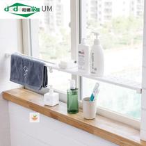 窗台伸缩置物架厨房浴室卫生间隔板免打孔可伸缩夹缝撑杆分层架