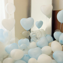 进口爱心形12寸气球蓝色彩色装饰场景布置汽球加厚防爆氛围生日