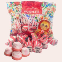 俄罗斯原装进口草莓酸奶味软糖棉花糖酸甜巧克力糖网红糖袋装包邮