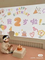 儿童周岁生日快乐投影氛围灯男孩女孩宝宝派对布置用品场景装饰