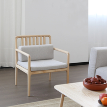 清木堂实木休闲椅白蜡木日式成人新中式原木简约现代单人沙发椅子