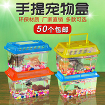 手提塑料盒子小型金鱼缸透明乌龟盒子桌面透气宠物盒客厅小乌龟缸