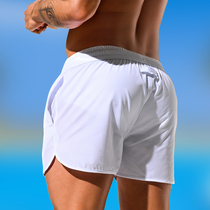 男士沙滩裤外穿夏季速干可下水圆角开衩二分运动短裤海边三分裤