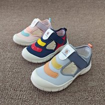新款足圣童鞋2-5岁儿童方口鞋男女童韩版机能鞋网室内幼儿园软底