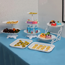 欧式派对聚会多层甜品台三层塑料点心盘婚礼蛋糕生日水果盘展示架