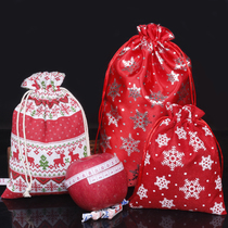 红色雪花平安夜圣诞节苹果礼品袋平安果包装袋糖果袋束口小布袋