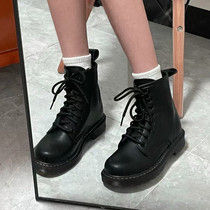 复古马丁靴女2023春秋单靴新款8孔黑色平底甜酷短靴dr英伦风靴子