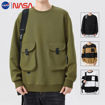 NASA春秋款棉质卫衣男时尚个性T恤宽松胖子8加大码秋衣长袖打底衫