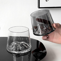 小众设计烟灰富士山杯观山杯家用咖啡杯高级感酒杯威士忌杯玻璃杯