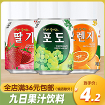 韩国进口九日葡萄果汁饮料238ml橙子草莓果肉果粒网红休闲饮品