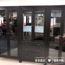 宜家IKEA  汉尼斯 玻璃门三屉橱柜书架书柜办公 展示柜  收纳柜