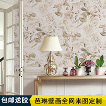 美式花朵墙纸小牡丹蔷薇花向日葵花卉壁纸高级法式床头背景墙壁布