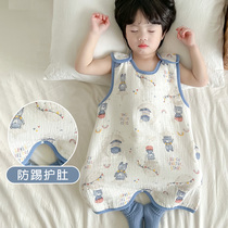 婴儿睡袋夏季薄款宝宝纱布背心式儿童夏天空调房护肚防踢被子神器