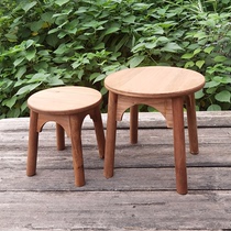 复古怀旧实木板凳乡村木制小凳子圆凳可移动成人儿童木凳小号矮凳