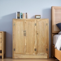 现代中式香樟实木质矮衣柜儿童三门低橱柜子小户型多用途收纳储物