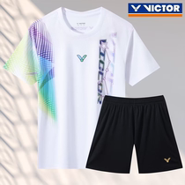 2024新款victor胜利羽毛球上衣男女款短袖速干大赛运动套装服定制