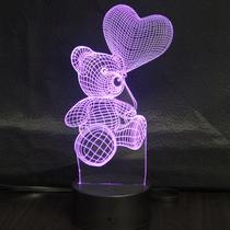 创意爱心小熊3D立体视觉灯LED装饰台灯触摸七彩变色3D小夜灯076