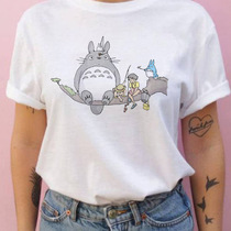 Anime Woman T Shirt 夏季创意新款日本动漫卡通印花女圆领T恤衫
