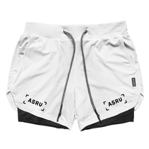 美式ASRV双层运动短裤男士弹力透气健身拳击跑步蓝球综合训练裤