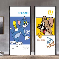 创意儿童卡通动漫猫和老鼠门贴纸整张自粘翻新防水洗手间玻璃贴画